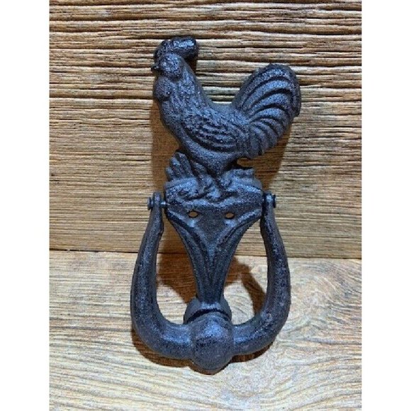 Small Rustic Cast Iron Rooster Doorknocker 7 1/2" tall Farmhouse Décor 0184-0044 - Picture 5 of 12